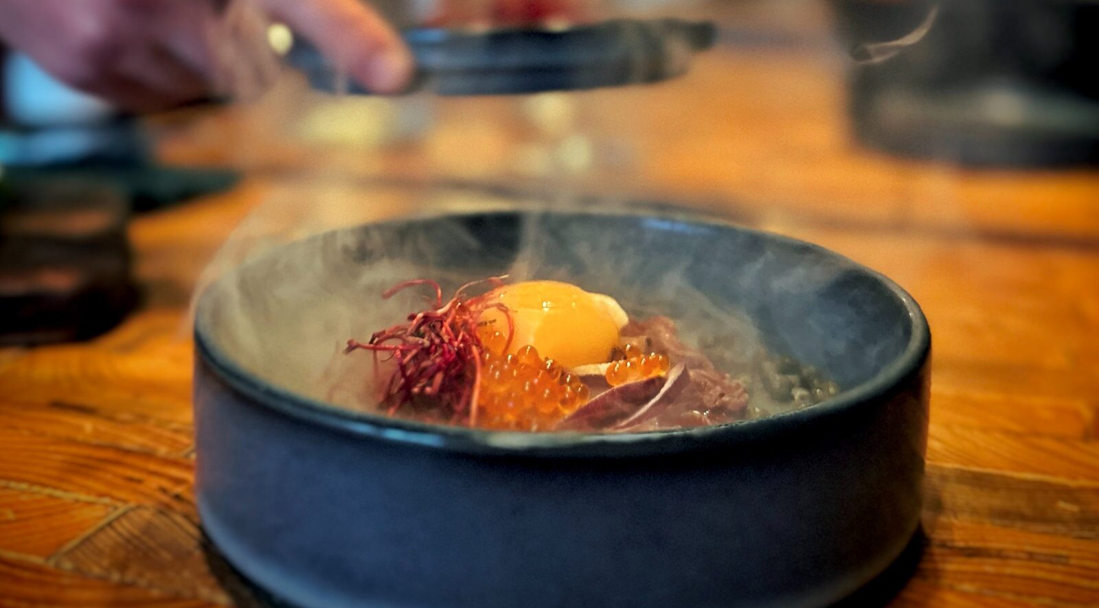Beef tartare with egg yolk at kröns kitchen & bar