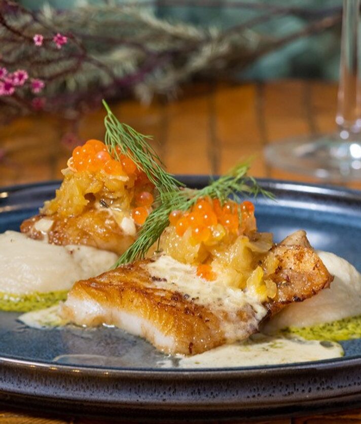 Fresh Icelandic fish of the day plated at kröns